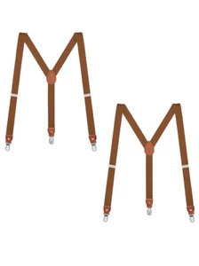 Buyless Fashion Leather End 2 Pack Suspender Men - 48" Adjustable Straps 1" - Y - Picture 1 of 84