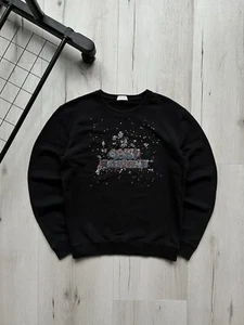 Saint Laurent Sequin Logo Crewneck Black Sweatshirt Luxury Size XS-S Oversized - Picture 1 of 10