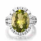 100% Natural Peridot Igi Certified Diamond 2.10Ct Oval Shape Ring In 14Kt Gold