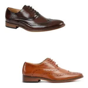 5 Eyelet Boys Brogue Oxford Shoes Brown - Picture 1 of 10