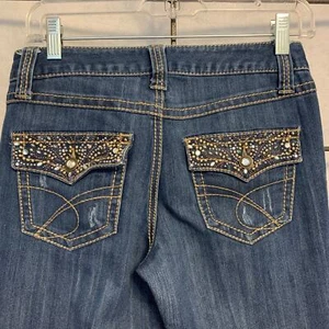 INC Jeans Sparkle Pockets Embellished and Distressed Boot Leg Size 2 Junior - Picture 1 of 10