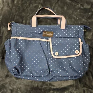 Matilda Jane The Essentials Diaper Bag Navy Blue Polka Dot Pink Baby Tote Bag - Picture 1 of 9