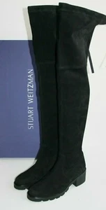 $798 STUART WEITZMAN ELDRIDGE OTK SUEDE BOOTS BLACK SIZE: 9.5 39.5 OVER THE KNEE - Bild 1 von 9