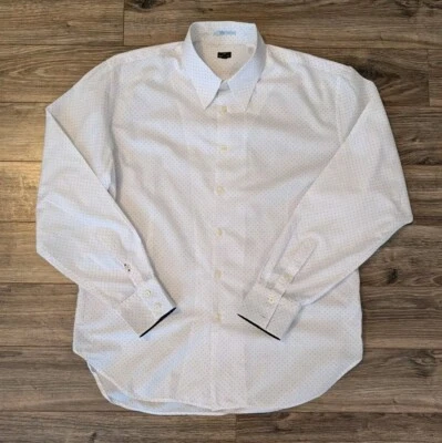 Camisa PS Paul Smith Para Hombre Blanca Punto Negro LS Puño Abatible Abotonada - XL ¡Leer! Foto 1 de 4