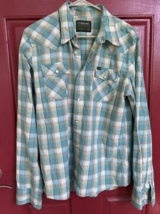 Camisa De Colección Hollister Guys Shop L Azul A Cuadros Perla Occidental Abotonada Algodón - Imagen 1 de 4