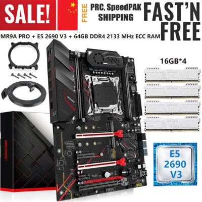 X99 Motherboard LGA 2011-v3 + E5 2690 V3 CPU 64GB DDR4 2133 MHz ECC RAM M.2 Slot - Image 1 of 4