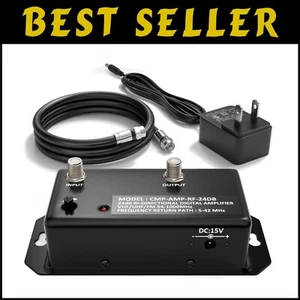 Compact 24 dB TV Signal Amplifier with Heavy Duty Metal Housing - Versatile Use - Picture 1 of 10