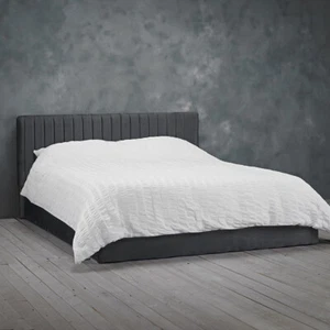 OTTOMAN STORAGE BED SILVER BERLIN FABRIC VELVET GAS END LIFT KING 5.0FT - Picture 1 of 1