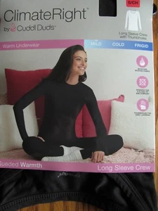 Climate Right CUDDL DUDS~BLACK~SUEDED WARMTH LS Crew~Women's SMALL~NIP - Bild 1 von 3
