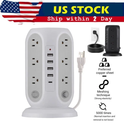 Tower Surge Protector Power Strip w/ 12 Outlets 4 USB Ports 6.2ft Extension Cord - Image 1 of 4