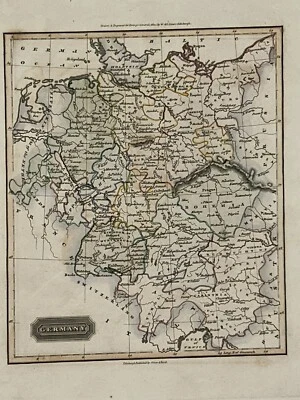 1817 The German Confederation Original Antique Hand Coloured Map by W & D Lizars - Image 1 of 3