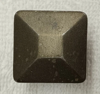 ANTIQUE HEAVY METAL SQUARE  DRAWER, DOOR, BIN, DESK PULL / KNOB, 1 IN. DIAMETER - Image 1 of 4