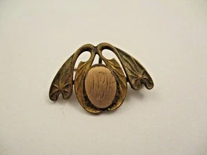 Antique Vintage Victorian Gold Filled Brooch Pin Pendant Calla Lily Leaves - Picture 1 of 4