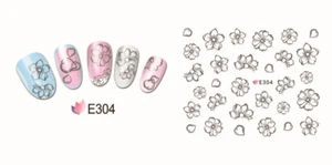 Nail Art 3D Decal Stickers Sketch Flowers Black Outline Flowers E304 - Picture 1 of 3