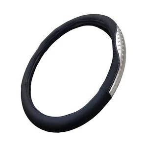 Shiny PU Leather Black and Gray Ostrich Steering Wheel Cover 14.5''-15.5'' - Picture 1 of 2