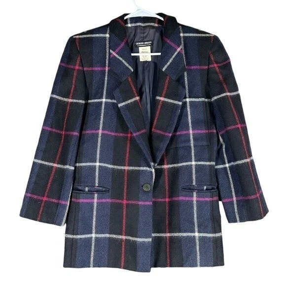Blazer Giorgio Armani Mujer’s 38 100% Lana Cuadros De Colección Preppy Elegante Foto 1 de 4