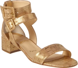 SANDALIAS SEXY CHRISTIAN LOUBOUTIN MULTIPOT 25 HEBILLA DE CORCHO DORADO 38.5 ME ENCANTAN LOS ZAPATOS - Imagen 1 de 1