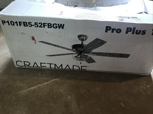 Craftmade P101FB5-52FBGW Pro Plus 101 Indoor Ceiling Fan Flat Black - Picture 1 of 2