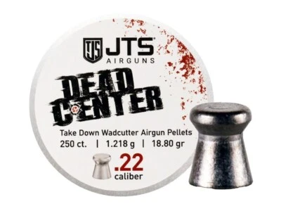 JTS Airguns 250 Count DEAD CENTER Wadcutter 5.5mm .22 Caliber 18.8gr Pellets