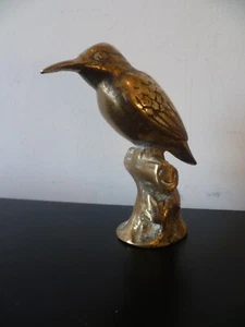 A Vintage Heavy Cast Brass Figurine of a Perching Kingfisher - Picture 1 of 10