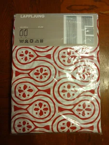 IKEA Lappljung red and white print curtains poly cotton 2 panels 57" x 98" NIP - Picture 1 of 4