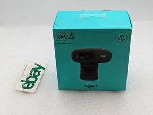 NEW Logitech C270 HD Webcam Headset Built In Microphone For PC - FREE SHIPPING - Afbeelding 1 van 7