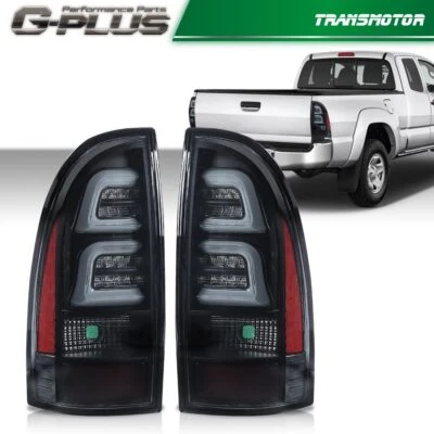 Fit For 2005-2015 Toyota Tacoma LED Tube Tail Lights Lamps LH+RH Black Smoked - Image 1 of 4