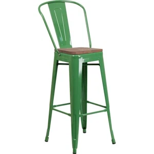 Flash Furniture 30" Green Metal Barstool w/Back - CH-31320-30GB-GN-WD-GG - Picture 1 of 1