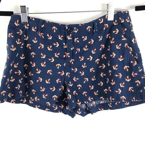 Ralph Lauren Girls Sz 16 Nautical Shorts Navy Blue Red Beige Anchors Allover Z1 - Picture 1 of 4