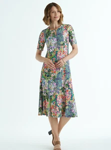 DAVID NIEPER SUMMERTIME JERSEY DRESS SECRET GARDEN FLORAL BNWT UK 22 - Picture 1 of 9
