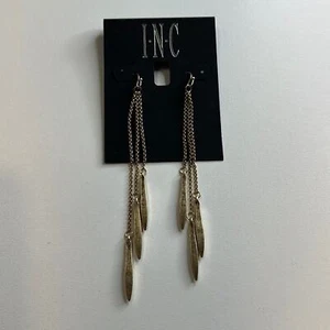 Orecchini tripli pendenti in oro INC International Concepts con pendente a lastra, nuovi con etichette! - Foto 1 di 4