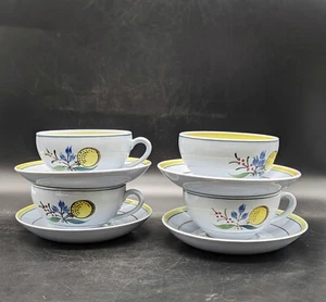 Vintage ARABIA Finland Hand Painted Windflower Cup & Saucer Set of 4 - Picture 1 of 11