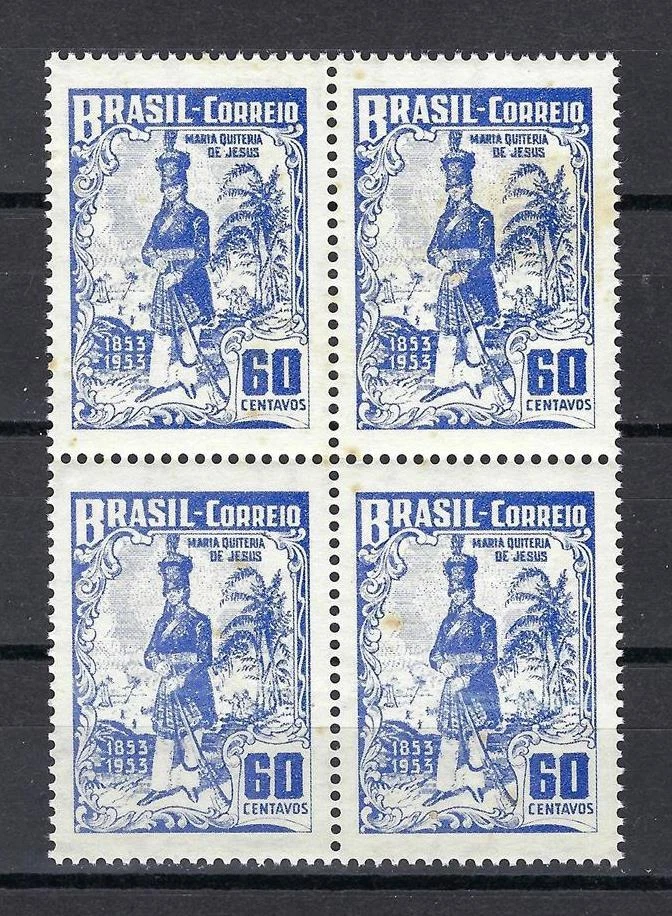 Brazil 1953 Sc# 748 set Maria Quiteria de Jesas block 4 MNH - Image 1 of 1