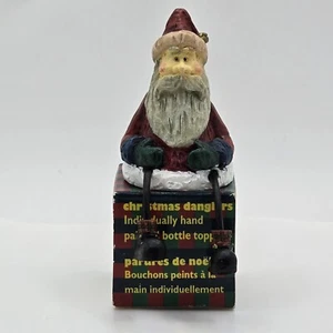 Vintage Santa Clause Wine Cork Christmas Dangler New St Nick Gift Winter Jolly - Picture 1 of 7