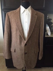 ABRIGO DEPORTIVO HARRIS TWEED VINTAGE DE DOS BOTONES PURA LANA ESCOCESA  - Imagen 1 de 10