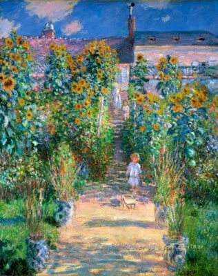 Pintura impresa sobre lienzo The Artists Garden at Vetheuil de Claude Monet P1799 Foto 1 de 4