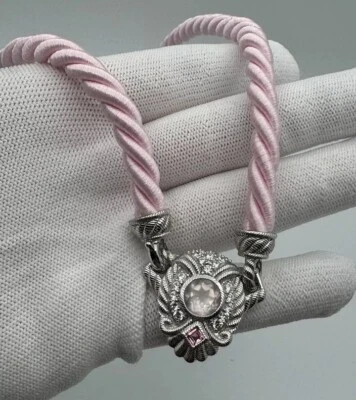 RETIRADO Collar Judith Ripka Plata 925 Piedra Rosa Cordón Cuerda Foto 1 de 4