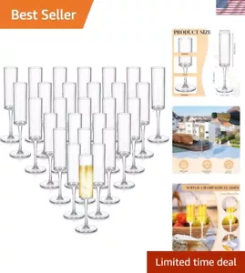 30 Pcs 6oz Acrylic Stemmed Champagne Flutes, Unbreakable Clear Plastic Glass ... - Picture 1 of 8