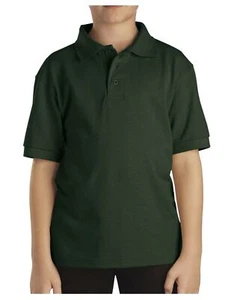 NWT Dickies Boys Size XL (18/20) Hunter Green Pique Polo Short Sleeve Shirt  - Picture 1 of 3