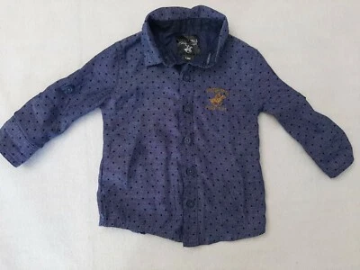 Размер 12 M Beverly Hills поло клуб синий точка вышитый логотип рубашка на пуговицах Топ  - Изображение 1 из 4