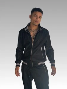Men's Manzini Black | White Mesh Casual Tracksuits Outfits Sets NWT - Picture 1 of 5