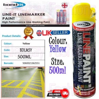 BOND IT 500ml Linienmarker Spray Aerosolfarbe schnelltrocknend Harz Lager Boden GELB