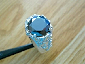 ANILLO DE DIAMANTES NEGROS 100 % REALES PARA HOMBRE 5,30 quilates, certificado, probador de diamantes gratis talla 12 - Imagen 1 de 12