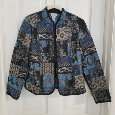 Vintage Womens Tapestry Blazer Jacket MEDIUM Boho Artsy Career Office Pockets  - Image 1 of 4