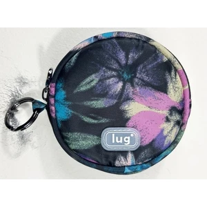 Schlüsselanhänger Schlüsselring schwarz Blüte Blumen Münzetui klein rund Reißverschluss - Bild 1 von 5