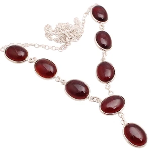 Collana Gioielli Fatti a Mano Pietra Preziosa Onice Rossa Placcata Argento... - Foto 1 di 3