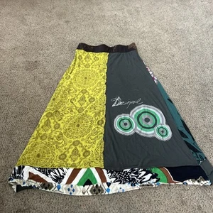Desigual Cotton Knee Length Wearable Art Skirt Sze Med Japanese - Picture 1 of 5