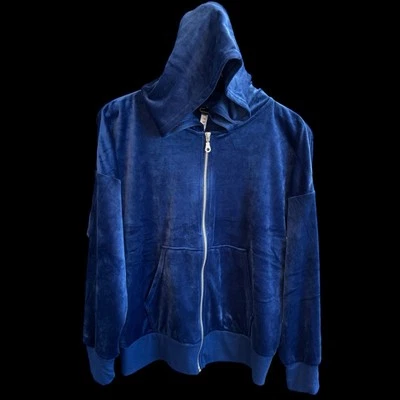 Chaqueta con Capucha Felina Azul Real Terciopelo Cremallera Súper Suave Talla M Nueva Sin Etiquetas #248 Foto 1 de 4