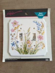 Cubierta de pared con interruptor de luz doble de plástico Wild Flower American Tack vintage nueva de colección - Imagen 1 de 10