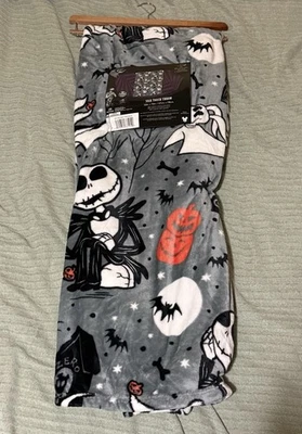 Nightmare Before Christmas Silk Touch Throw Grey Blanket Halloween Jack Zero - Image 1 of 3